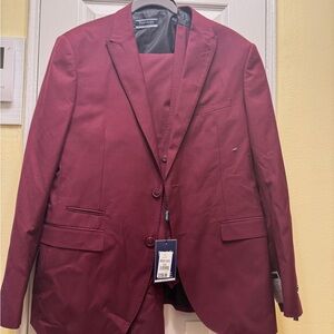 Portolella Men's Burgundy three piece Suit